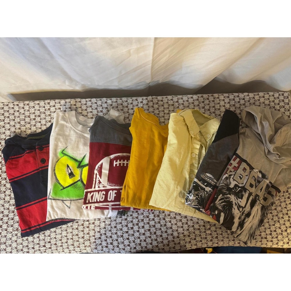Boys Long Sleeve Shirts 6 Bundle Yellow, Gray, White Size Medium Youth 7/8